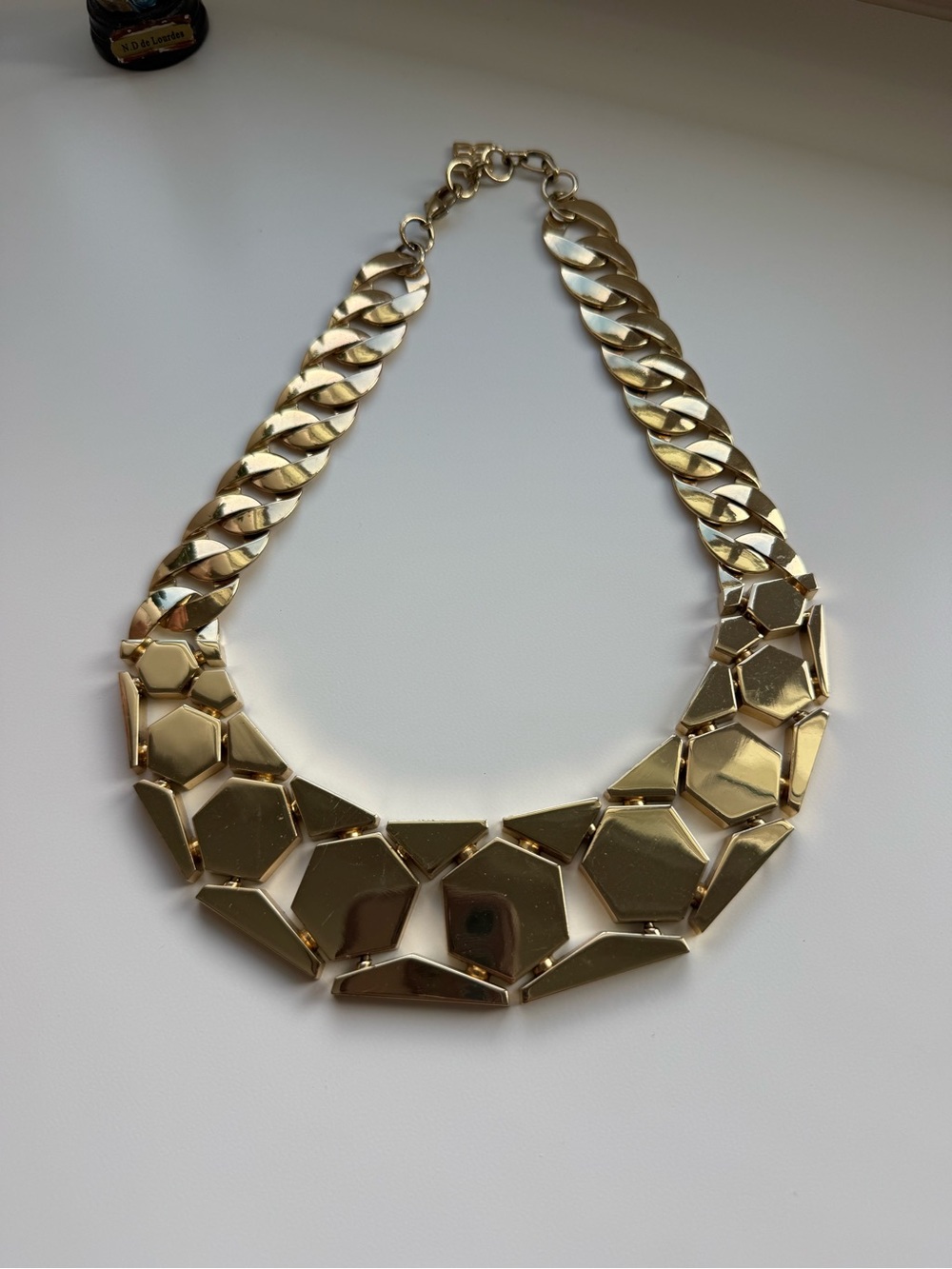 BCBGMaxAzria Gold Geometric Link Bib Necklace